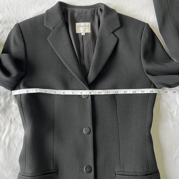 Vintage 80s Armani Collezioni Black 100% Virgin Wool Tailored Blazer - Size 2 - Picture 7 of 9